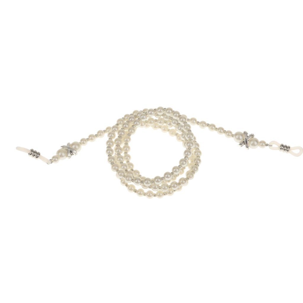 SANNIDHI Unisex Imitation Pearl Beaded Eyeglasses, Spectacles, Reading Glasses Chain Holder, Free Size (White) SANNIDHI Unisex Imitation Pearl Beaded Eyeglasses, Spectacles, Reading Glasses Chain Holder, Free Size (White)
